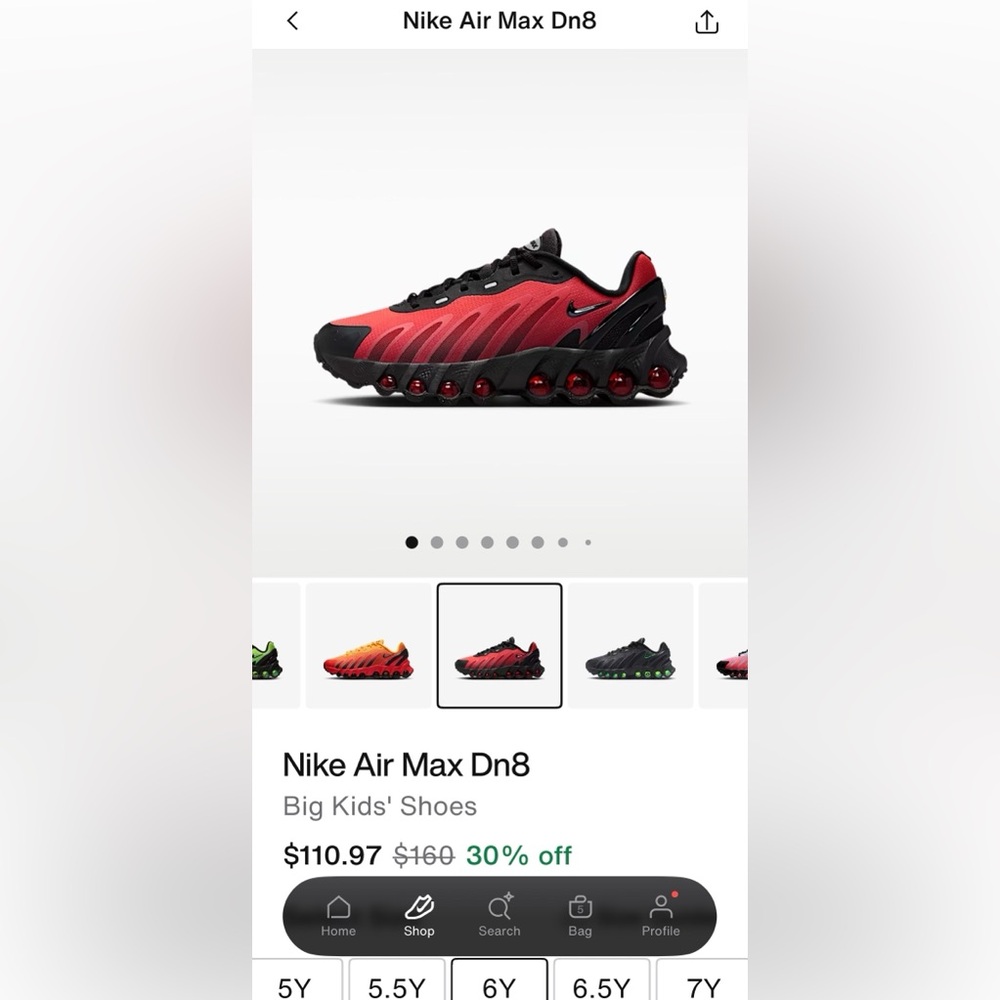 Nike Kids Red and Black Gradient Sneakers - Picture 7 of 9